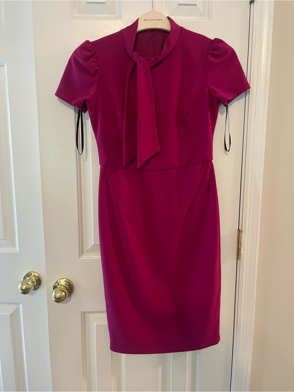 Maggy London Fuchsia Tie-Neck Sheath Dress